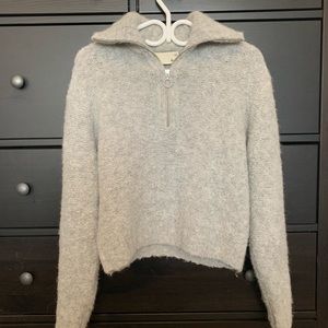 Alpaca-blend quarter zip sweater